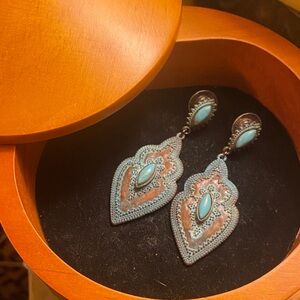 Elegant Turquoise and Metal Earrings